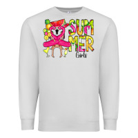 Dove Grey Summer Girls Flamingo Premium Sweatshirt - CowCowDesign