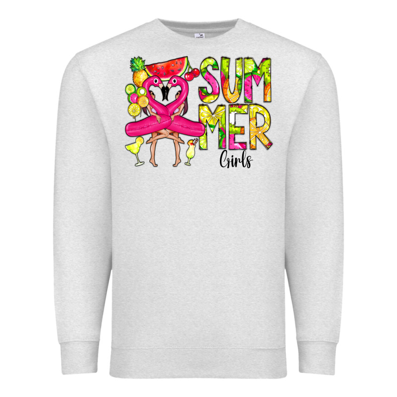 Summer Girls Flamingo Premium Sweatshirt by CowCowDesign | Teevron