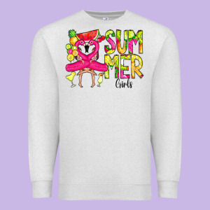 Summer Girls Flamingo Premium Sweatshirt Designed By Cowcowdesign