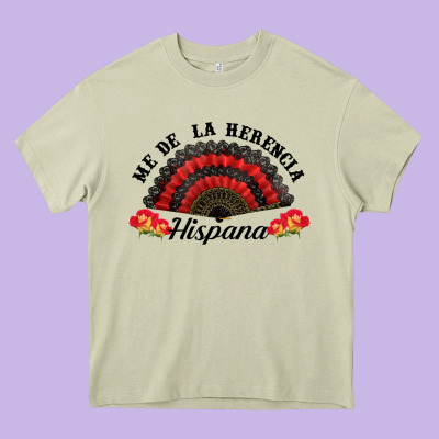 Me De La Herencia Hispana Hand Fan Heavy Core Tee Designed By Bundleandbundleshop