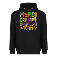 Black mardi gras drinking team with glasses olivia Heavyweight Hoodie - OliviaCreatesArt