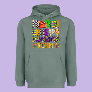 Mardi Gras Drinking Team With Glasses Olivia Heavyweight Hoodie Designed By Oliviacreatesart