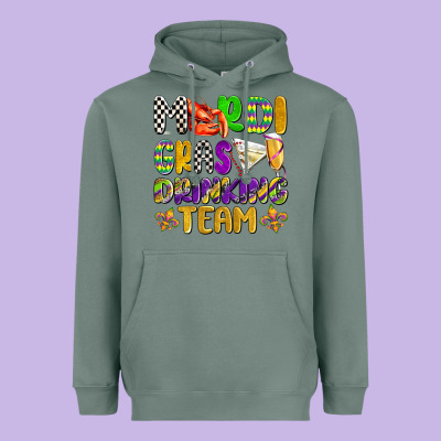 Mardi Gras Drinking Team With Glasses Olivia Heavyweight Hoodie Designed By Oliviacreatesart