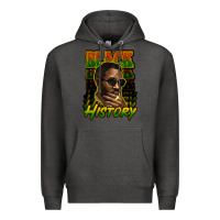 Charcoal Heather Black history afro man Premium Hoodie - HowdyJamesFarm