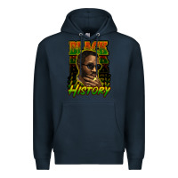 Navy Black history afro man Premium Hoodie - HowdyJamesFarm