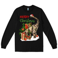 Black merry christmas brachiosaurus Long Sleeve Tee - LillyAllenDesigns