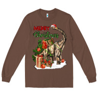 Chestnut merry christmas brachiosaurus Long Sleeve Tee - LillyAllenDesigns