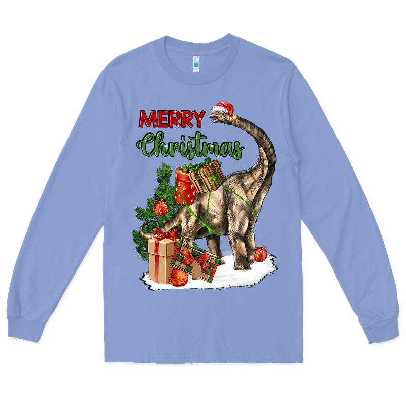 Merry Christmas Brachiosaurus Long Sleeve Tee by LillyAllenDesigns | Teevron