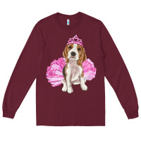 Burgundy balerina beagle with tutu Long Sleeve Tee - RanaPortraitStore