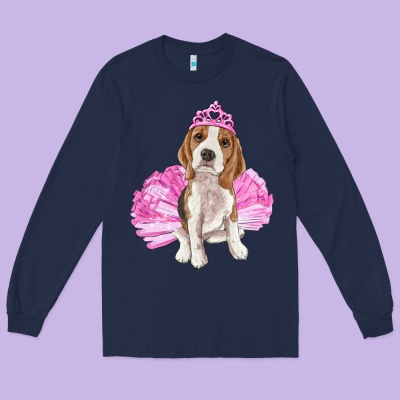 Balerina Beagle With Tutu Long Sleeve Tee Designed By Ranaportraitstore