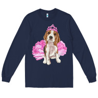 Navy balerina beagle with tutu Long Sleeve Tee - RanaPortraitStore