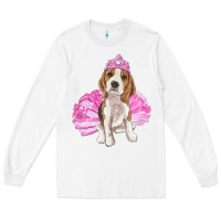 White balerina beagle with tutu Long Sleeve Tee - RanaPortraitStore