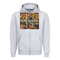 Heather Grey American tumbler 4th of july Zipper Hoodie - HowdyJamesFarm