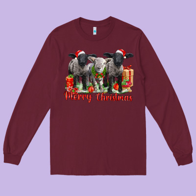 Merry Christmas Baby Sheeps Long Sleeve Tee Designed By Lillyallendesigns