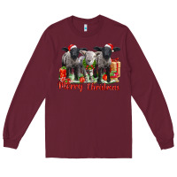 Burgundy merry christmas baby sheeps Long Sleeve Tee - LillyAllenDesigns