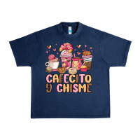 Navy cafecito y chisme Urban Heavy Tee - MaliasSmallBusiness