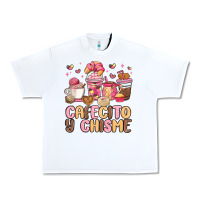White cafecito y chisme Urban Heavy Tee - MaliasSmallBusiness