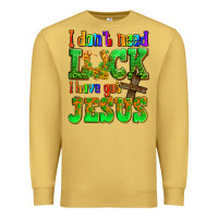 Antique Gold St. Patrick's I dont need luck i have got Jesus Premium Sweatshirt - OliviaCreatesArt