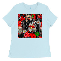 Baby Blue ladybug gnomes seamless pattern Ladies Tee - BundleAndBundleShop