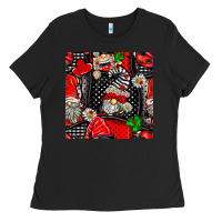 Black ladybug gnomes seamless pattern Ladies Tee - BundleAndBundleShop