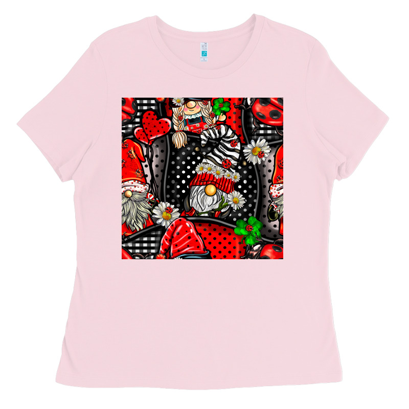 Ladybug Gnomes Seamless Pattern Ladies Tee by BundleAndBundleShop | Teevron