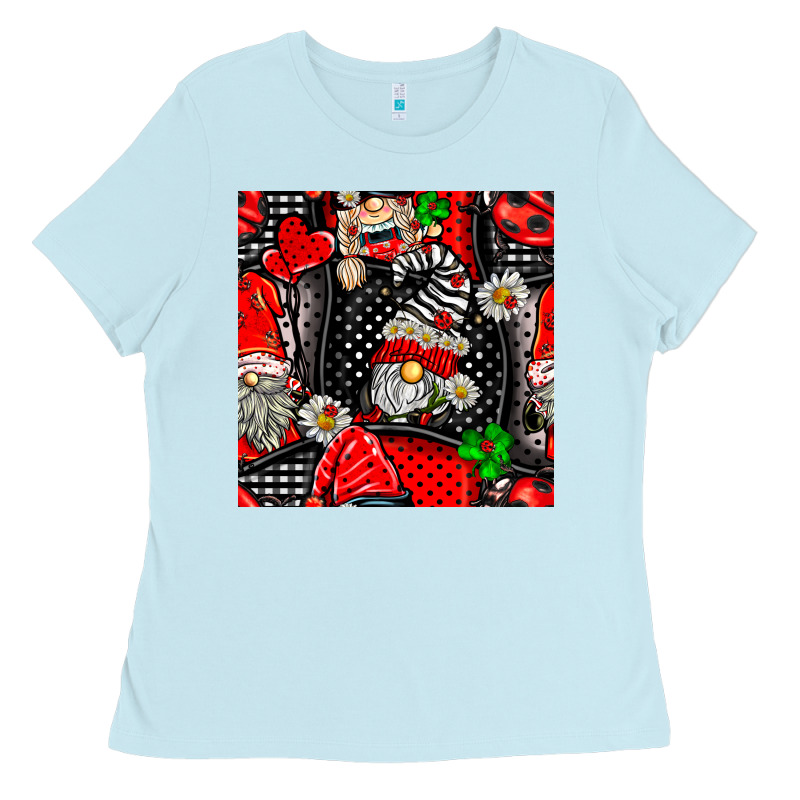 Ladybug Gnomes Seamless Pattern Ladies Tee by BundleAndBundleShop | Teevron