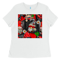 White ladybug gnomes seamless pattern Ladies Tee - BundleAndBundleShop