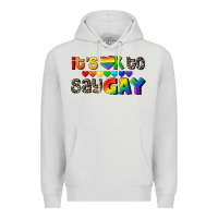 Dove Grey It's okay to say Gay pride Premium Hoodie - CowGirlArtShop