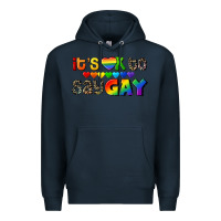 Navy It's okay to say Gay pride Premium Hoodie - CowGirlArtShop
