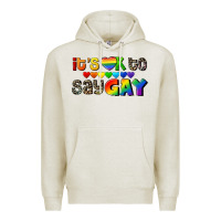 Oatmeal Heather It's okay to say Gay pride Premium Hoodie - CowGirlArtShop
