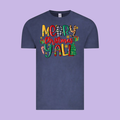 Merry Christmas Y'all Vintage Tee Designed By Maliassmallbusiness