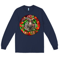 Navy christmas navajo churro sheep Long Sleeve Tee - LillyAllenDesigns