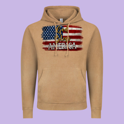 God Bless America Distressed Flag Vintage Hoodie Designed By Jasminsmagicworld