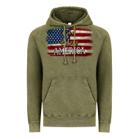Vintage Olive God Bless America Distressed Flag Vintage Hoodie - Jasminsmagicworld