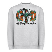 With God All Things Are Possible Gemstone Cross Heavyweight Sweatshirt | Teevron