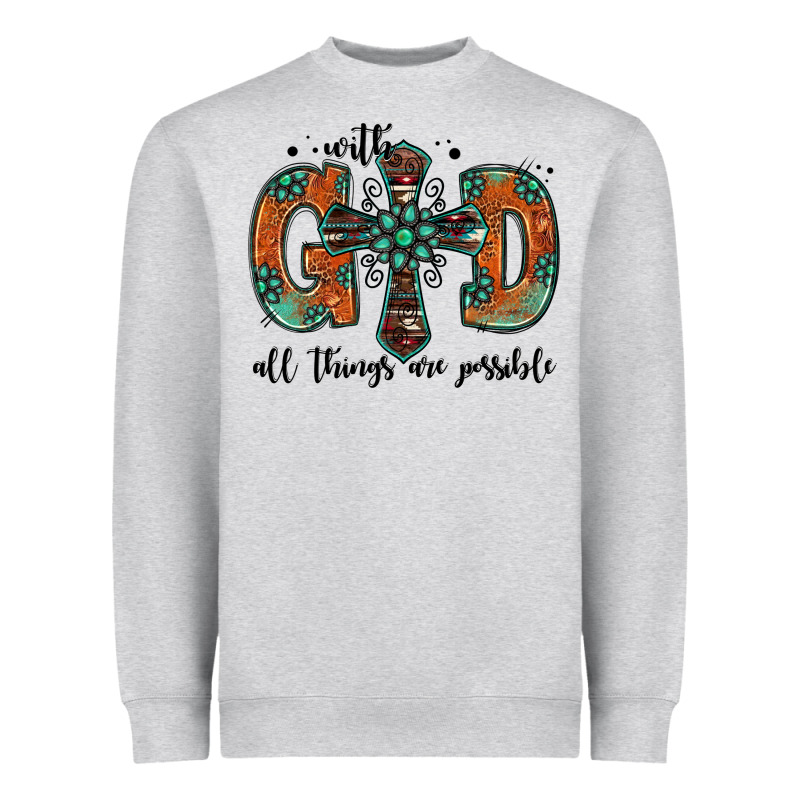 With God All Things Are Possible Gemstone Cross Heavyweight Sweatshirt by Jasminsmagicworld | Teevron
