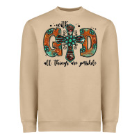 Mushroom with god all things are possible gemstone cross Heavyweight Sweatshirt - Jasminsmagicworld