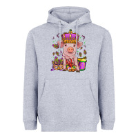 Heather Grey mardi gras pig Heavyweight Hoodie - OliviaCreatesArt