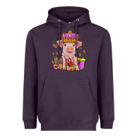 Plum mardi gras pig Heavyweight Hoodie - OliviaCreatesArt
