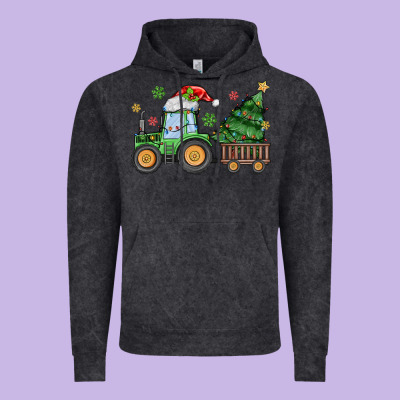 Christmas Tractor Vintage Hoodie Designed By Maliassmallbusiness