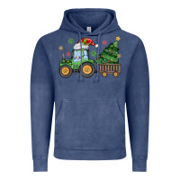 Vintage Denim christmas tractor Vintage Hoodie - MaliasSmallBusiness