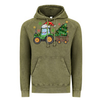 Vintage Olive christmas tractor Vintage Hoodie - MaliasSmallBusiness