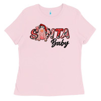 Bubblegum Pink Christmas Santa Baby Ladies Tee - RanaPortraitStore