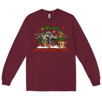 Burgundy merry spinosaurusmas Long Sleeve Tee - LillyAllenDesigns