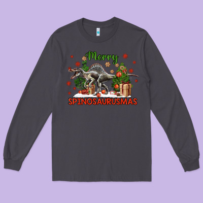 Merry Spinosaurusmas Long Sleeve Tee Designed By Lillyallendesigns