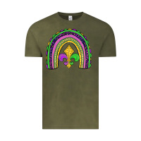 Vintage Olive mardi gras fleur de lis rainbow Vintage Tee - JahusDesignShop