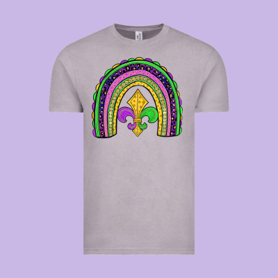 Mardi Gras Fleur De Lis Rainbow Vintage Tee Designed By Jahusdesignshop