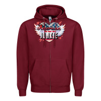 Burgundy American junkie 4th of july Zipper Hoodie - HowdyJamesFarm
