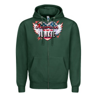 Sports Green American junkie 4th of july Zipper Hoodie - HowdyJamesFarm