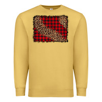 Antique Gold leopard buffalo plaid background Premium Sweatshirt - CowCowDesign